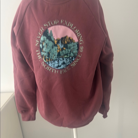The North Face Tops - The North Face Burgundy Sweatshirt with Scenic Print